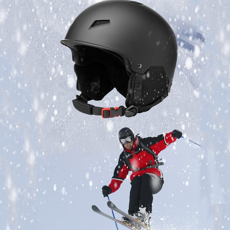 스노우 보드 헬멧 안전 전문 스키 헬멧 귀마개 스키 헬멧 야외 스포츠 스케이트 보드 모자 고글 고정 스트랩